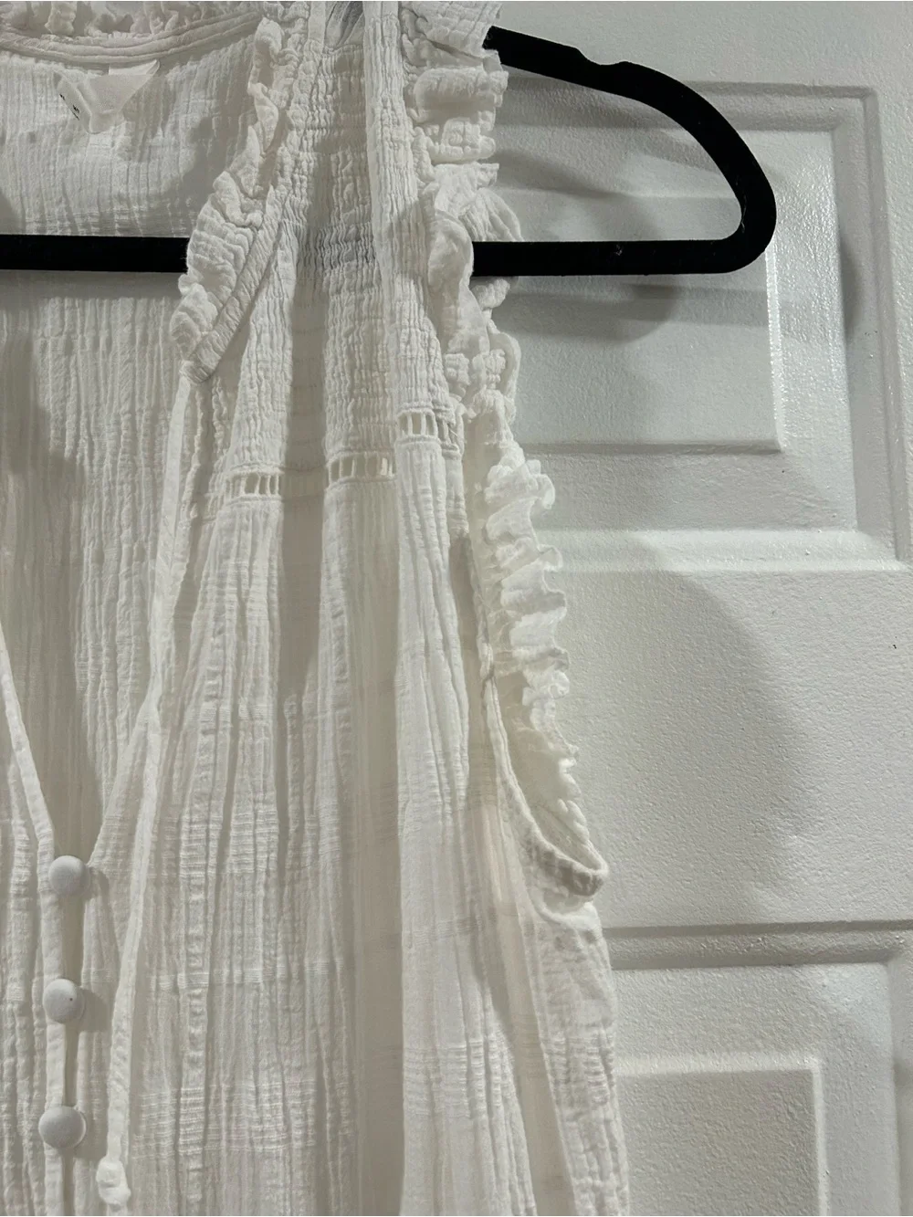 Kivari Serena Shirred Cotton Midi Dress In White - Picture 6 of 11